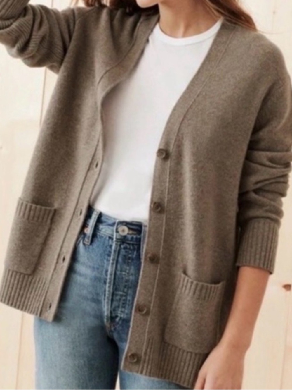 Jenni Kayne Everyday Sweater Cardigan Size L Grandpa Cozy Heritage Wool Blend